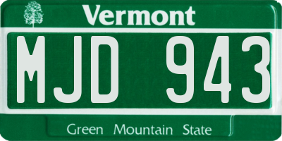 VT license plate MJD943
