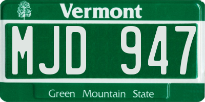 VT license plate MJD947