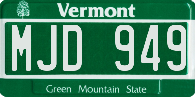 VT license plate MJD949