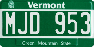 VT license plate MJD953