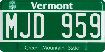 VT license plate MJD959