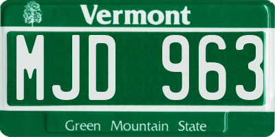 VT license plate MJD963
