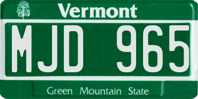 VT license plate MJD965