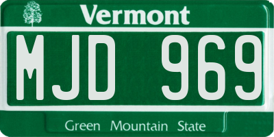 VT license plate MJD969