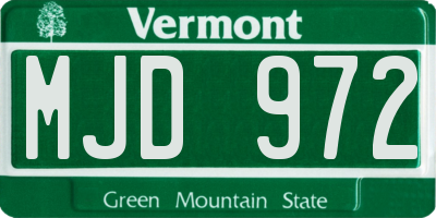 VT license plate MJD972