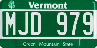VT license plate MJD979