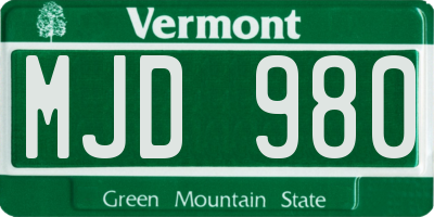 VT license plate MJD980