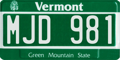VT license plate MJD981