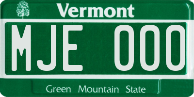 VT license plate MJE000
