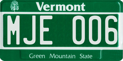 VT license plate MJE006
