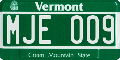 VT license plate MJE009