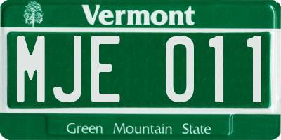VT license plate MJE011