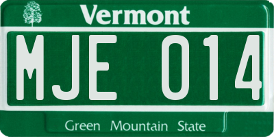 VT license plate MJE014