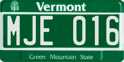 VT license plate MJE016