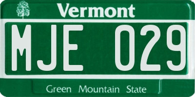 VT license plate MJE029