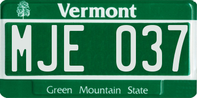 VT license plate MJE037