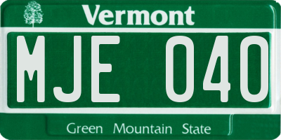 VT license plate MJE040