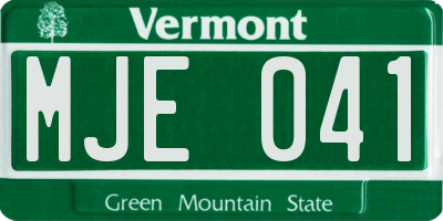 VT license plate MJE041