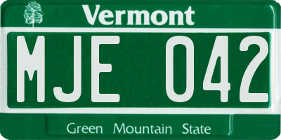 VT license plate MJE042