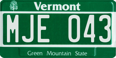 VT license plate MJE043