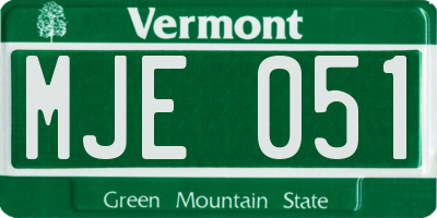 VT license plate MJE051
