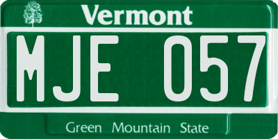 VT license plate MJE057