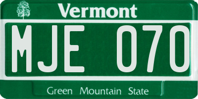 VT license plate MJE070