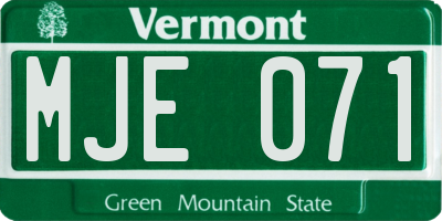 VT license plate MJE071