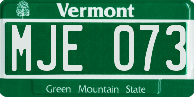 VT license plate MJE073