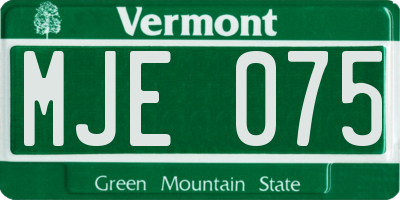 VT license plate MJE075