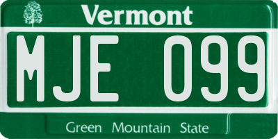 VT license plate MJE099