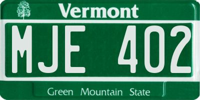 VT license plate MJE402