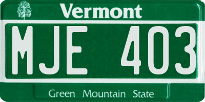 VT license plate MJE403
