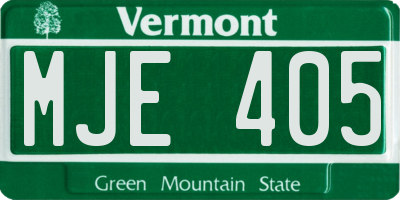 VT license plate MJE405