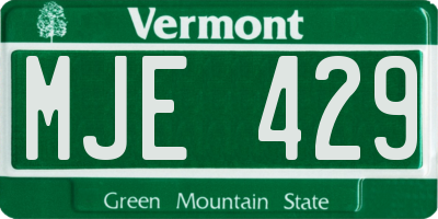 VT license plate MJE429