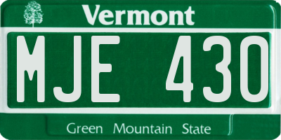 VT license plate MJE430