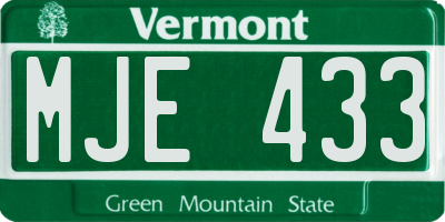 VT license plate MJE433