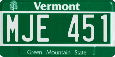 VT license plate MJE451