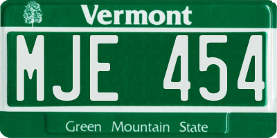 VT license plate MJE454