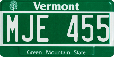 VT license plate MJE455