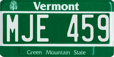 VT license plate MJE459
