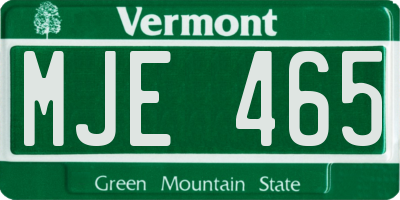 VT license plate MJE465