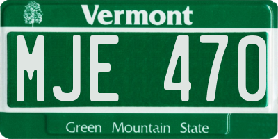 VT license plate MJE470