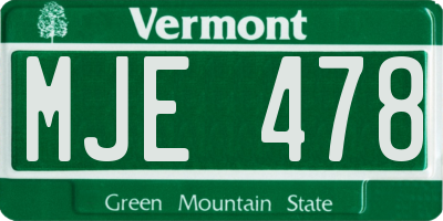 VT license plate MJE478