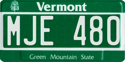 VT license plate MJE480