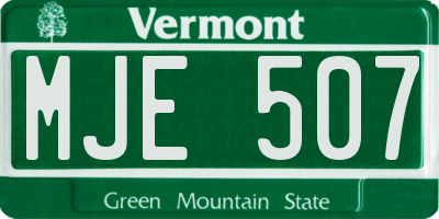 VT license plate MJE507