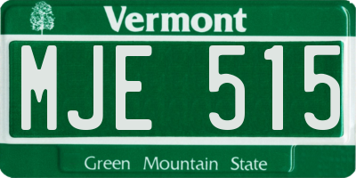 VT license plate MJE515