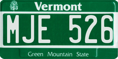 VT license plate MJE526