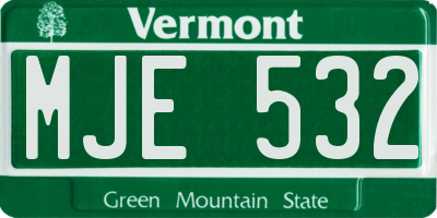 VT license plate MJE532