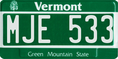 VT license plate MJE533